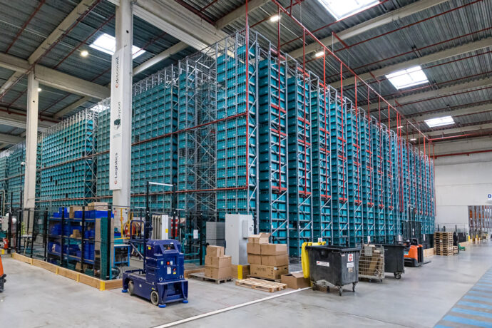 A 3PL warehouse with an automated warehouse storage system.