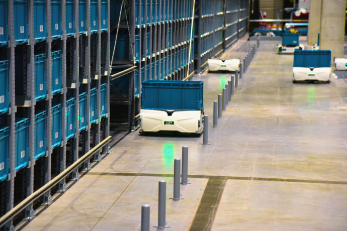 An automated warehouse picking robot for healthcare fulfillment industry.